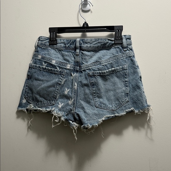 PLAYBOY Blue Jean Shorts with Bunny Print - Picture 3 of 3